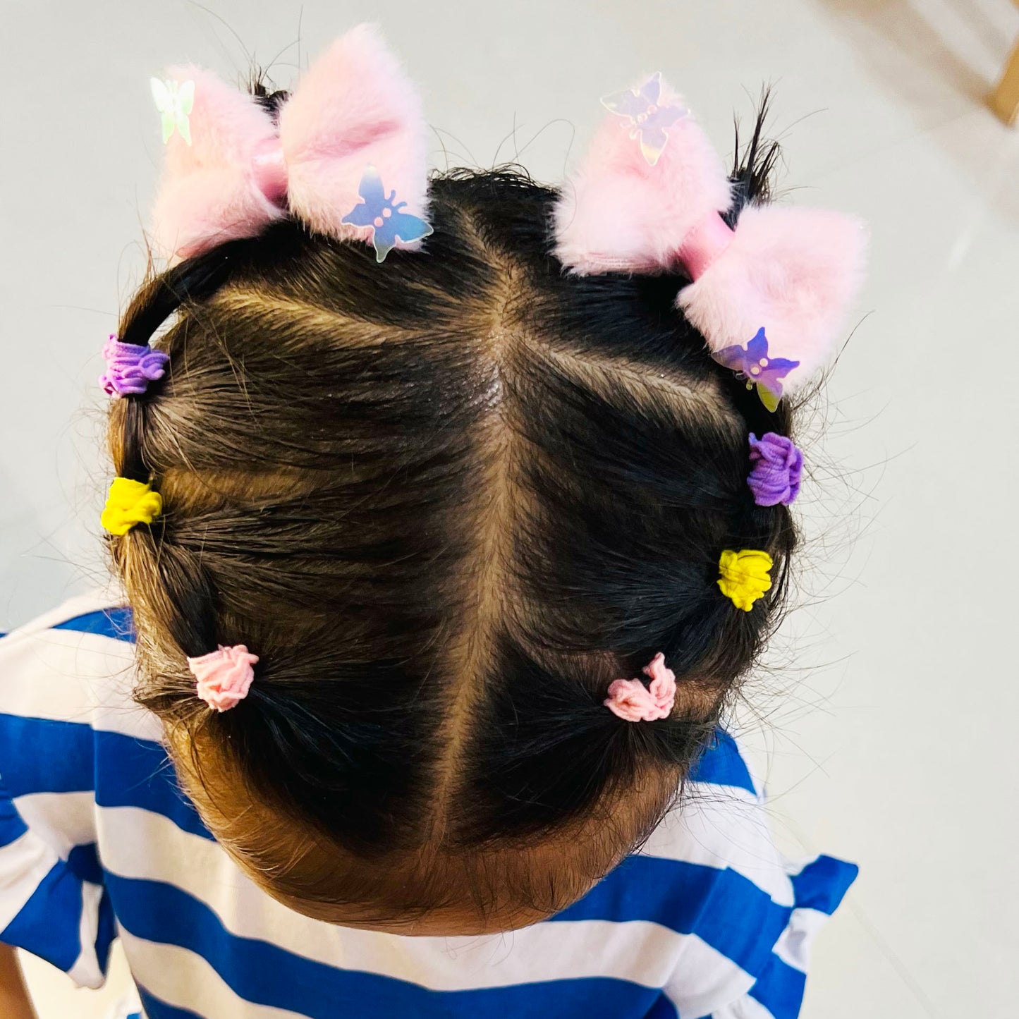 Light Pink Furry Bow Clips - Set of 2 - Twisty Locks - Kids and Women Hair Accessories, Fashion Clothing and Jewellery India
