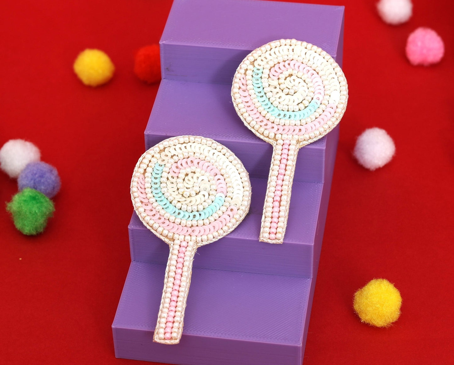 Lollipop Embroidered Hair Clips Set - Twisty Locks - Kids and Women Hair Accessories, Fashion Clothing and Jewellery India
