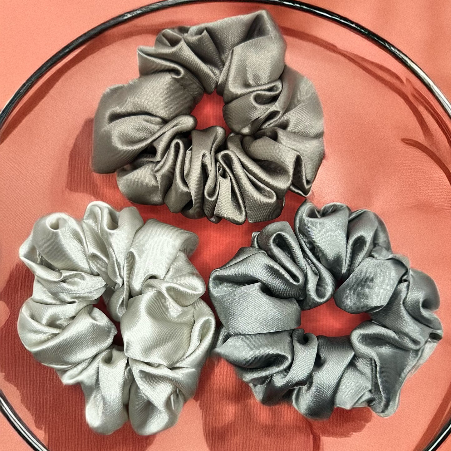 Luxury Silk Satin Scrunchies - Neutral - Set of 3 - Twisty Locks - Kids Hair Accessories India