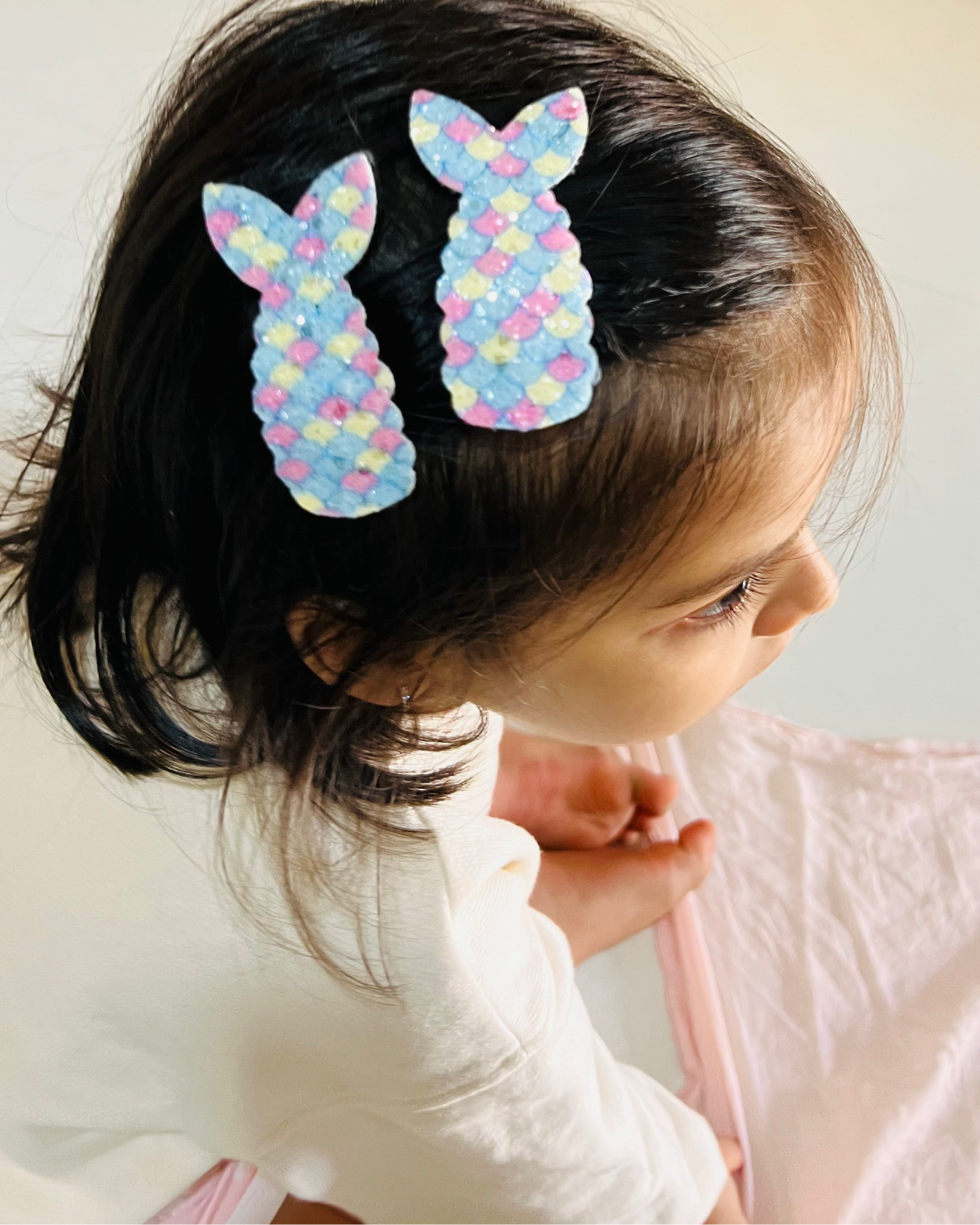 Mermaid Tail Glittery Blue Tic Tac Clips – Set of 2 - Twisty Locks - Kids and Women Hair Accessories, Fashion Clothing and Jewellery India