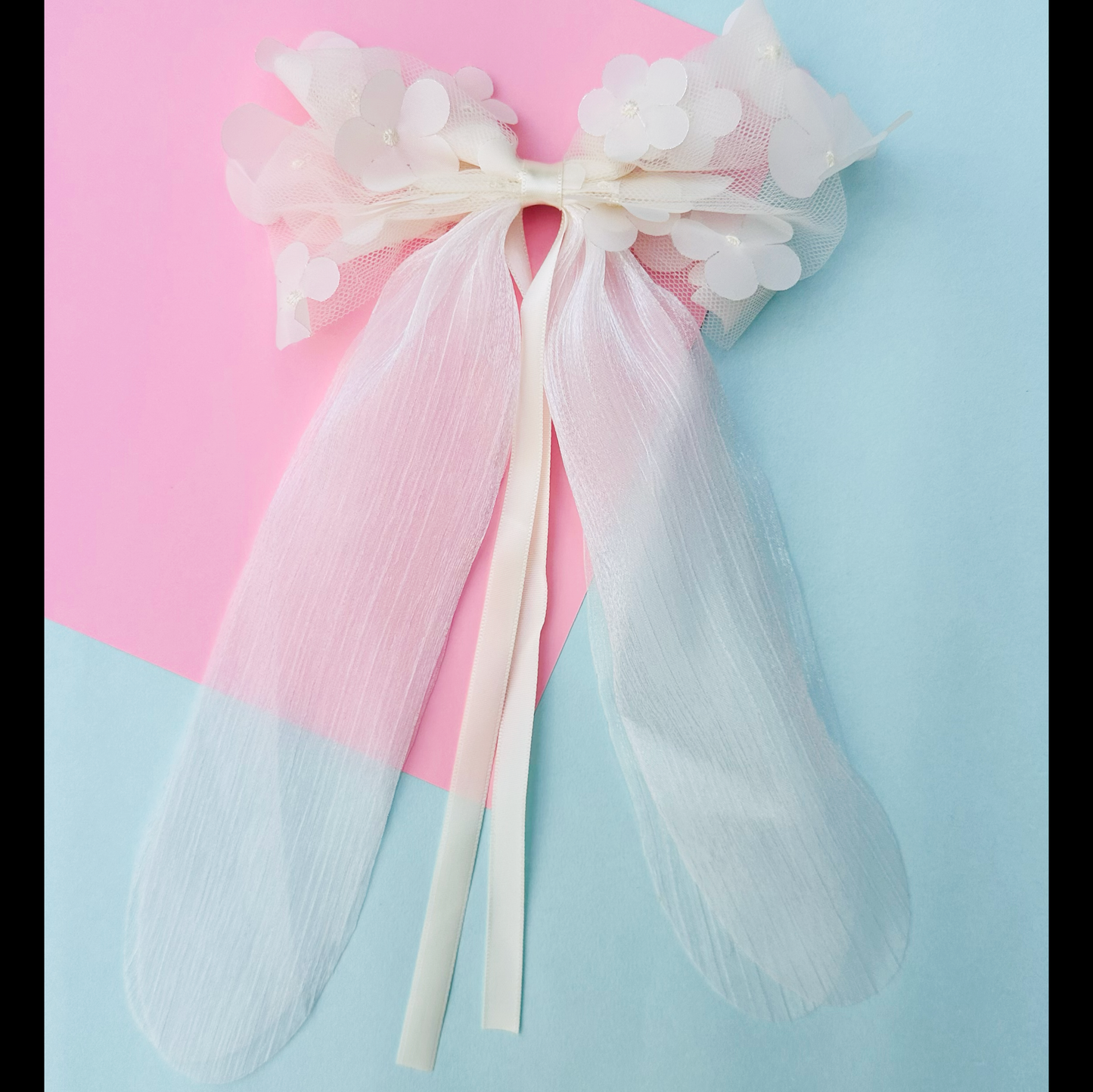 Off White Appliqué Flower Bow - Twisty Locks - Kids Hair Accessories India