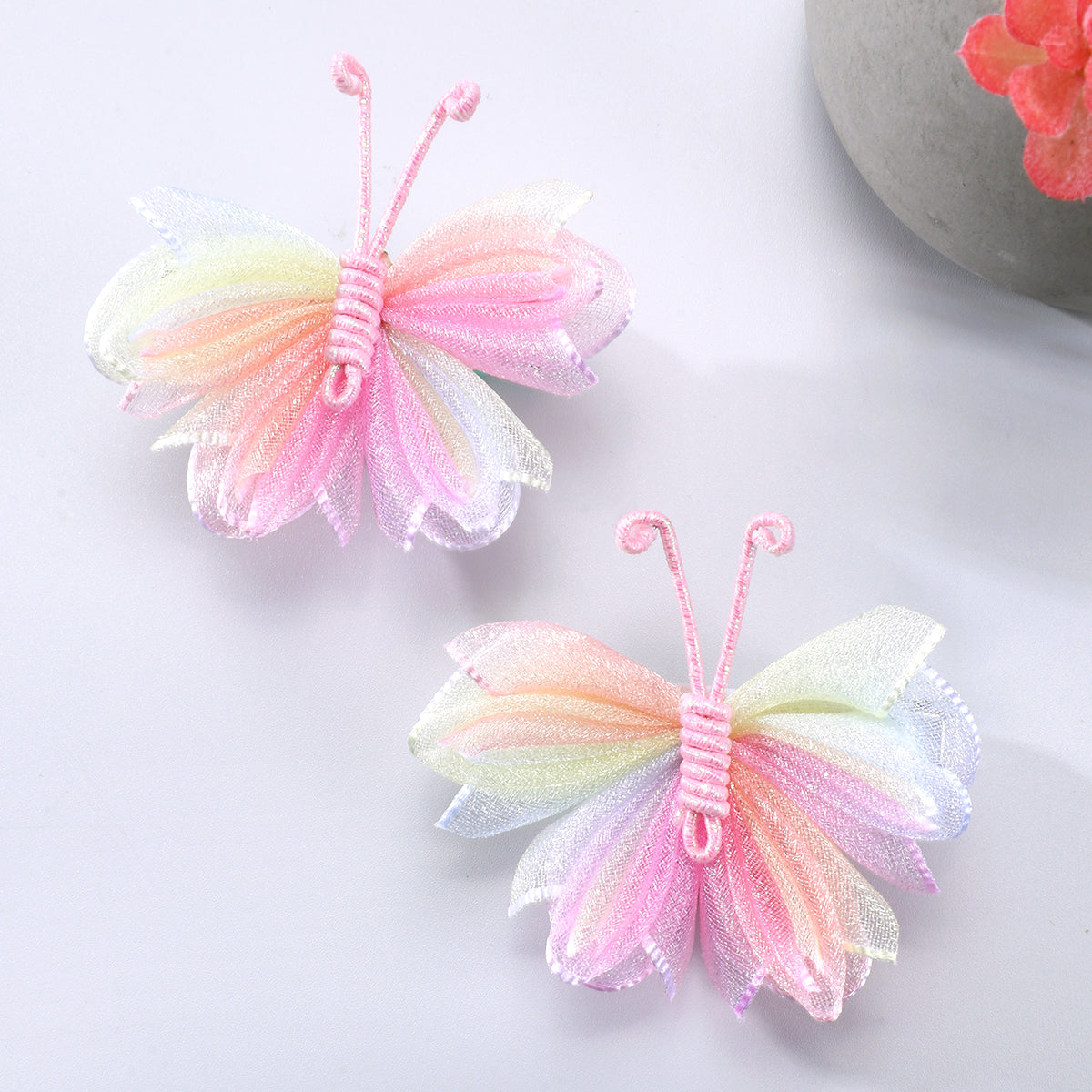 Organza Butterfly Clips - Multicolour Set of 2 - Twisty Locks - Kids and Women Hair Accessories, Fashion Clothing and Jewellery India