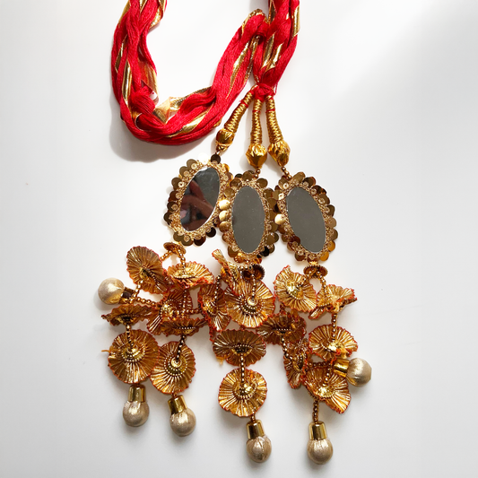 Oval Mirror Parandi Braid- Red - Twisty Locks - Kids and Women Hair Accessories, Fashion Clothing and Jewellery India