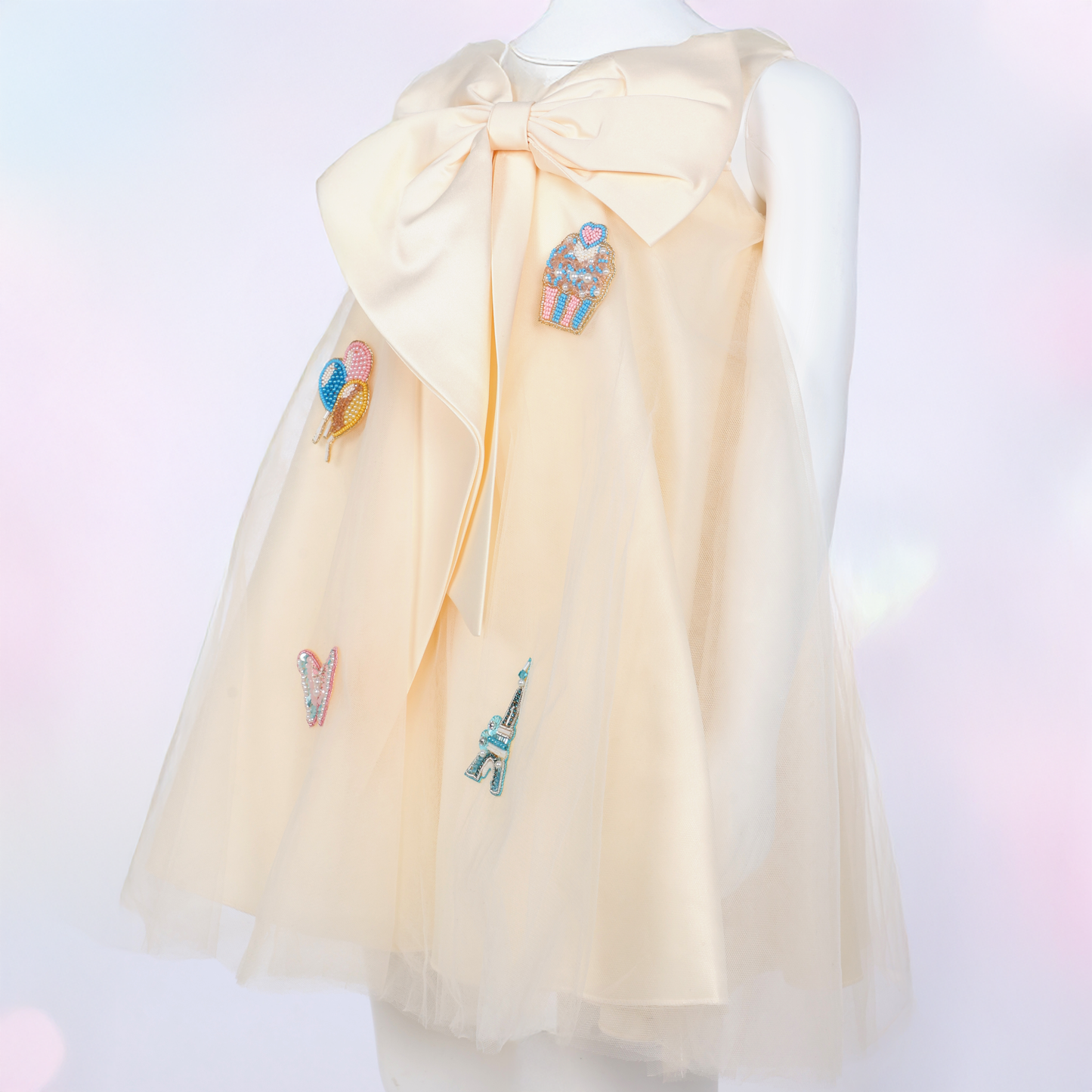 Paris Dreams – Cream Bow Dress - Twisty Locks - Kids and Women Hair Accessories, Fashion Clothing and Jewellery India