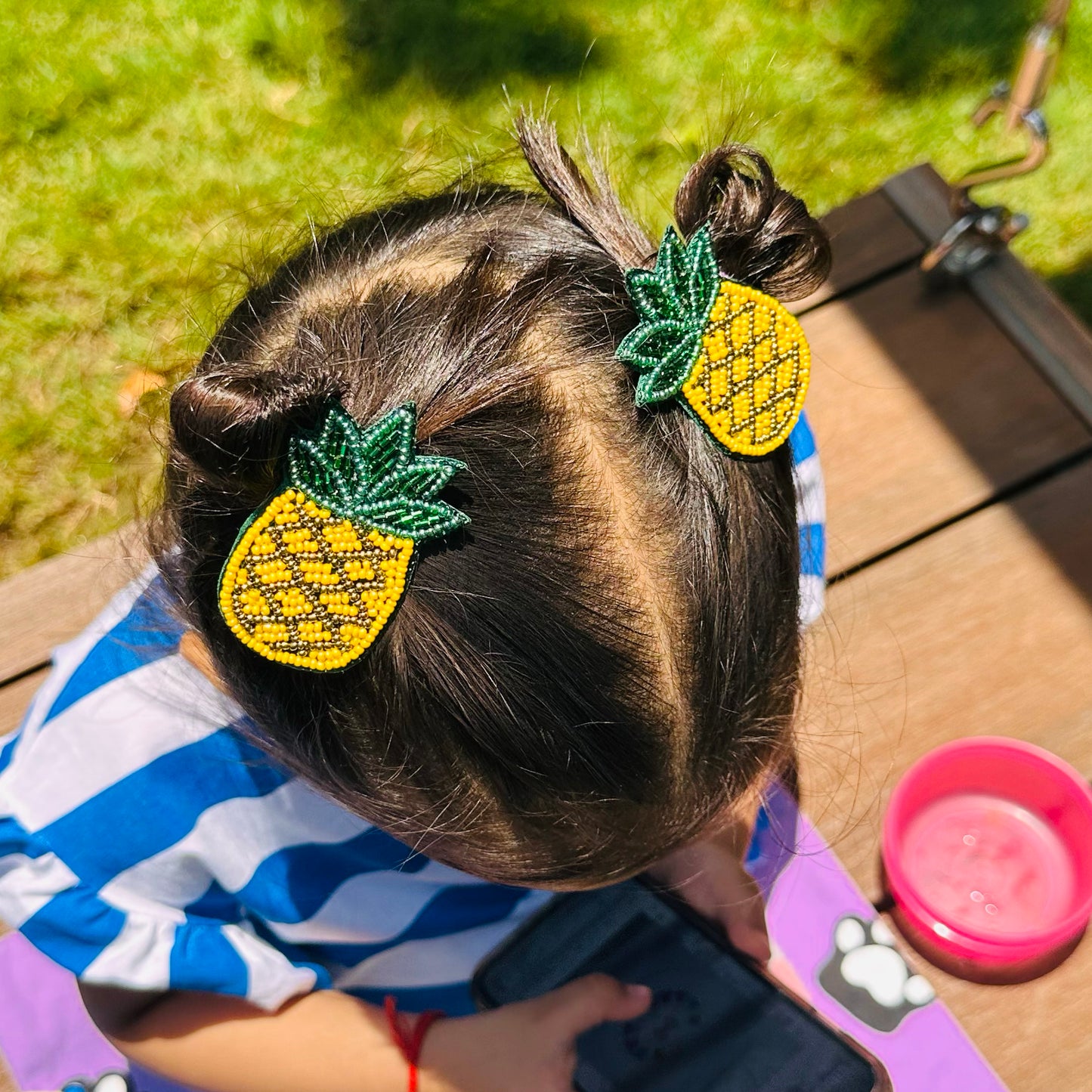 Pineapple Embroidered Hair Clips Set - Twisty Locks - Kids and Women Hair Accessories, Fashion Clothing and Jewellery India