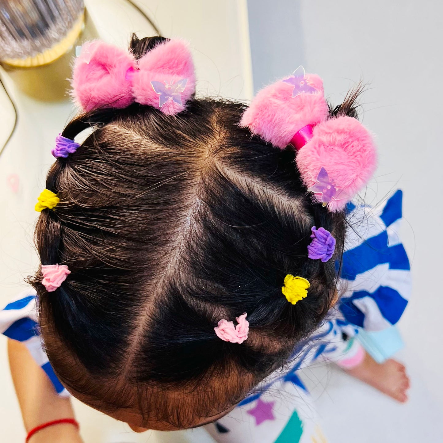 Pink Furry Bow Clips - Set of 2 - Twisty Locks - Kids and Women Hair Accessories, Fashion Clothing and Jewellery India