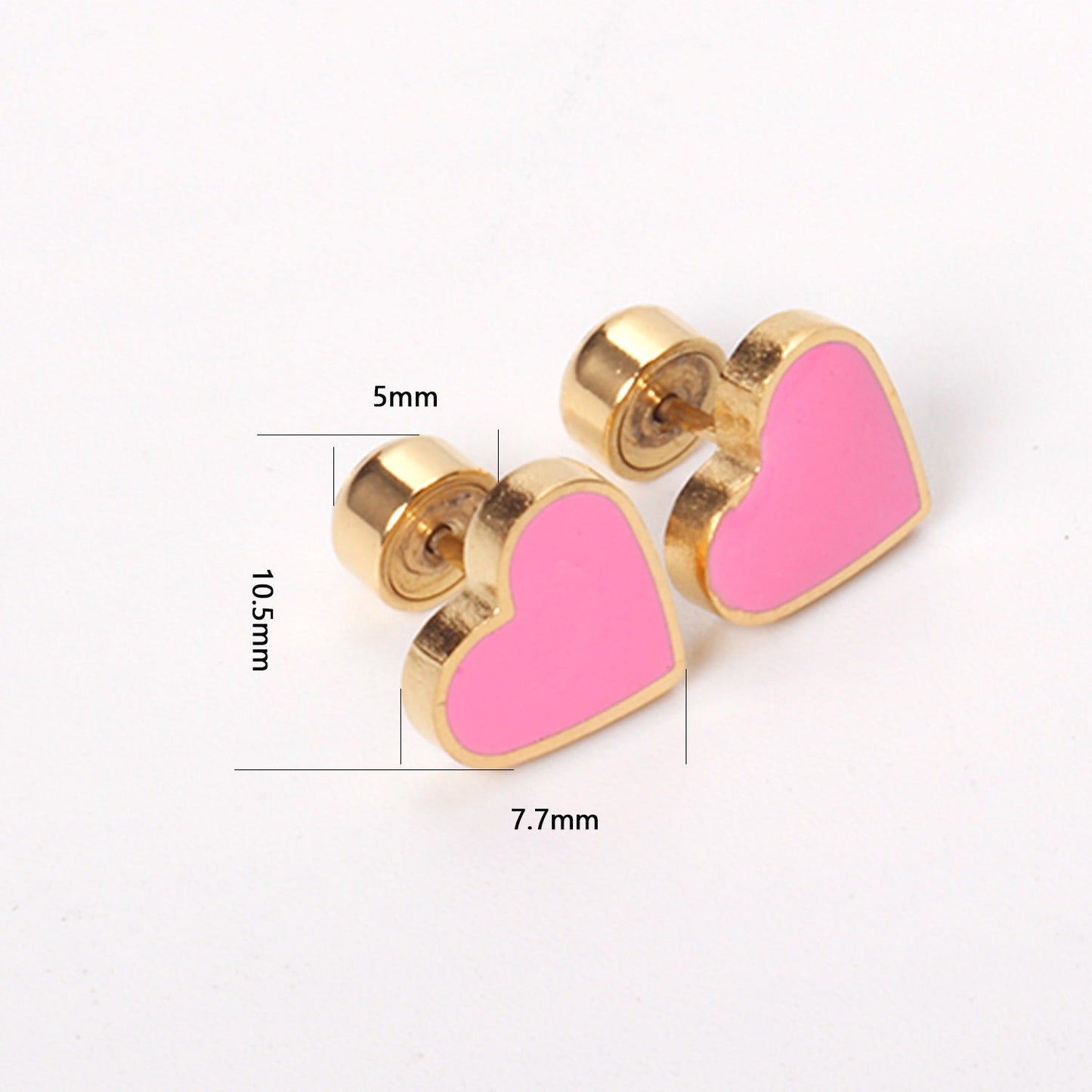 Pink Heart 18K Gold Plated Children's Earrings - Twisty Locks - Kids and Women Hair Accessories, Fashion Clothing and Jewellery India