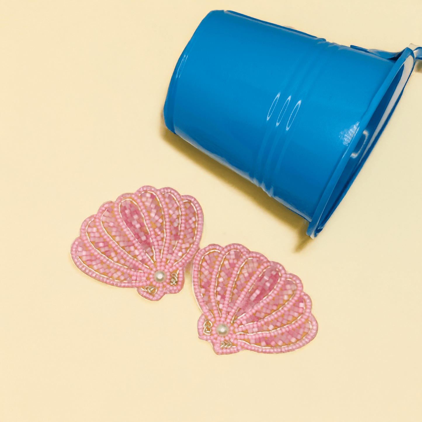 Pink Seashell Embroidered Hair Clips Set - Twisty Locks - Kids and Women Hair Accessories, Fashion Clothing and Jewellery India