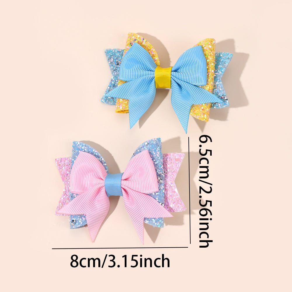 Pink and Blue Sparkly Bows - Set of 4 - Twisty Locks - Kids and Women Hair Accessories, Fashion Clothing and Jewellery India