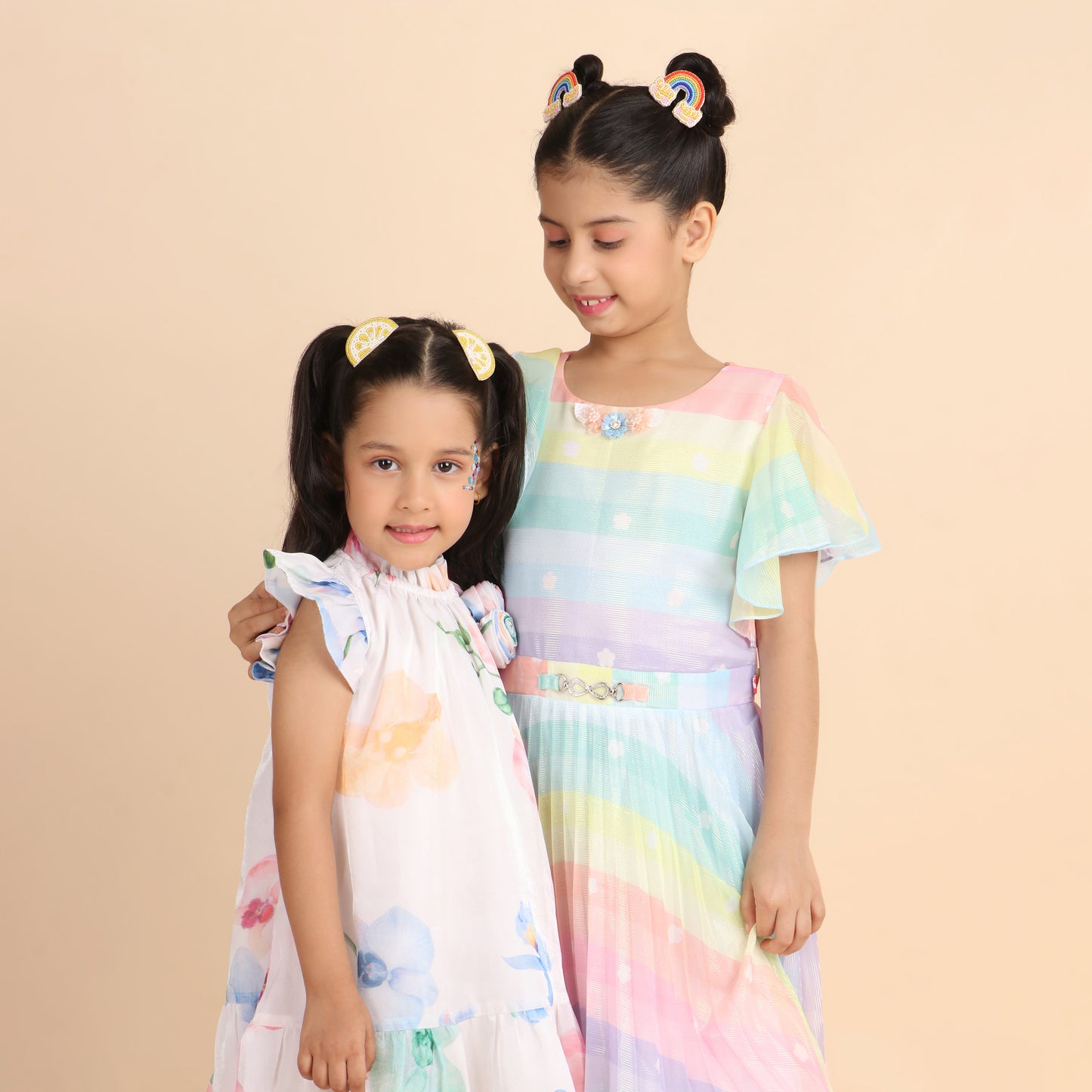 Rainbow Embroidered Hair Clips Set - Twisty Locks - Kids and Women Hair Accessories, Fashion Clothing and Jewellery India