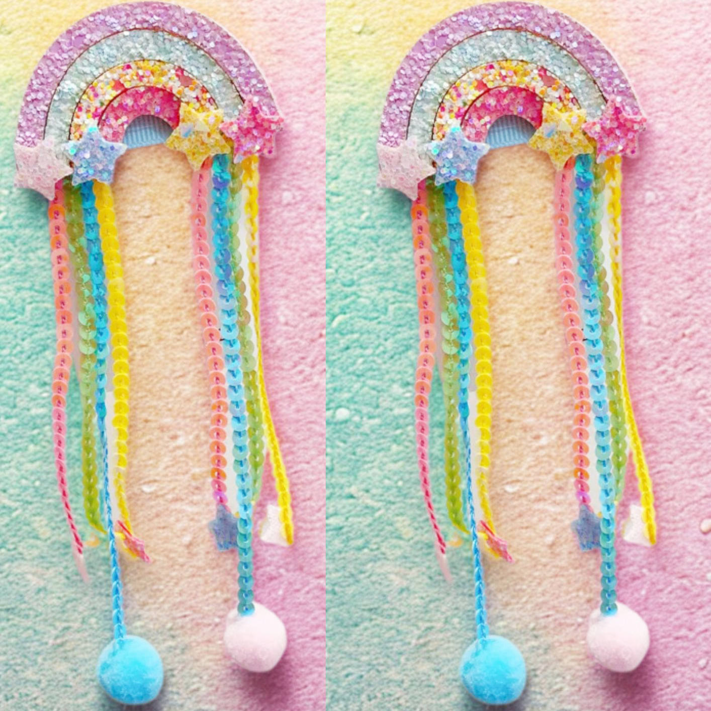 Rainbow Sequin Tail Clips- Set of 2 - Twisty Locks - Kids Hair Accessories India