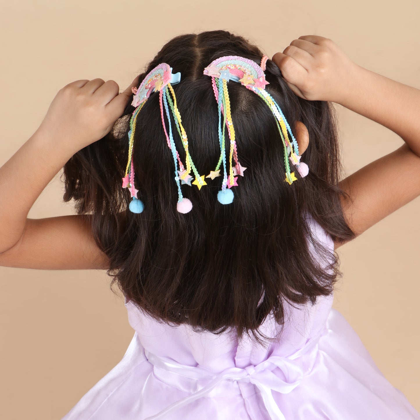 Rainbow Sequin Tail Clips- Set of 2 - Twisty Locks - Kids Hair Accessories India