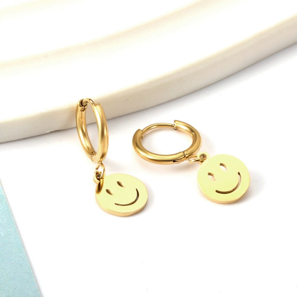 Smiley Hoops 18K Gold Plated Children's Earrings - Twisty Locks - Kids and Women Hair Accessories, Fashion Clothing and Jewellery India