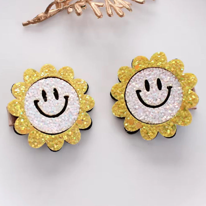 Smiling Sunflower Clips - Set of 2 - Twisty Locks - Kids and Women Hair Accessories, Fashion Clothing and Jewellery India