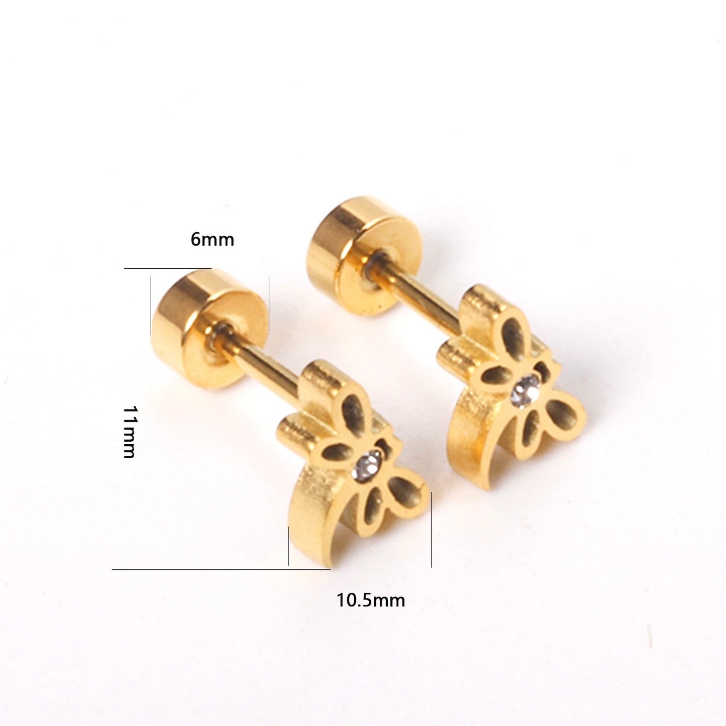 Sparkle Butterfly 18K Gold Plated Children's Earrings - Twisty Locks - Kids and Women Hair Accessories, Fashion Clothing and Jewellery India