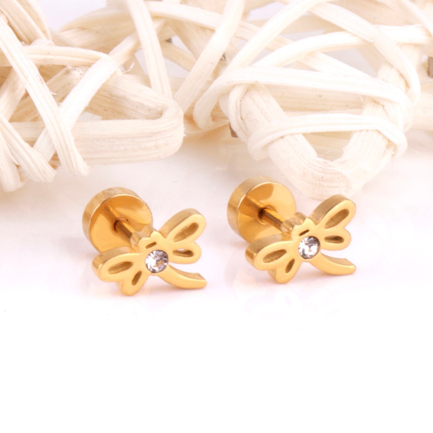 Sparkle Butterfly 18K Gold Plated Children's Earrings - Twisty Locks - Kids and Women Hair Accessories, Fashion Clothing and Jewellery India
