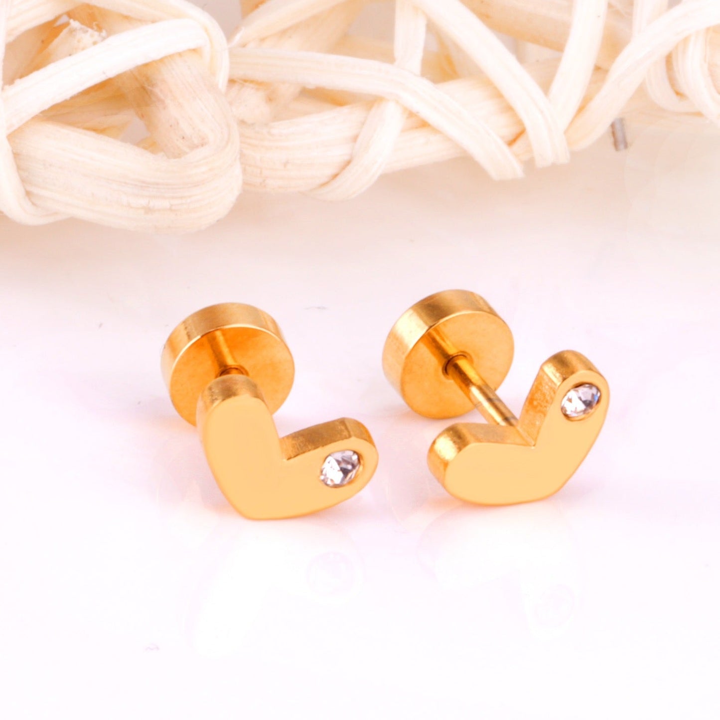 Sparkle Heart 18K Gold Plated Children's Earrings - Twisty Locks - Kids and Women Hair Accessories, Fashion Clothing and Jewellery India