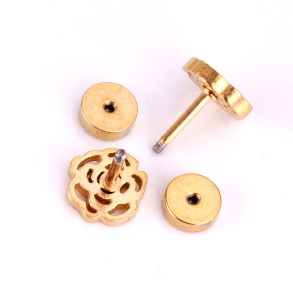 Sparkle Rose gold earrings side angle – floral kids jewellery by Twisty Locks