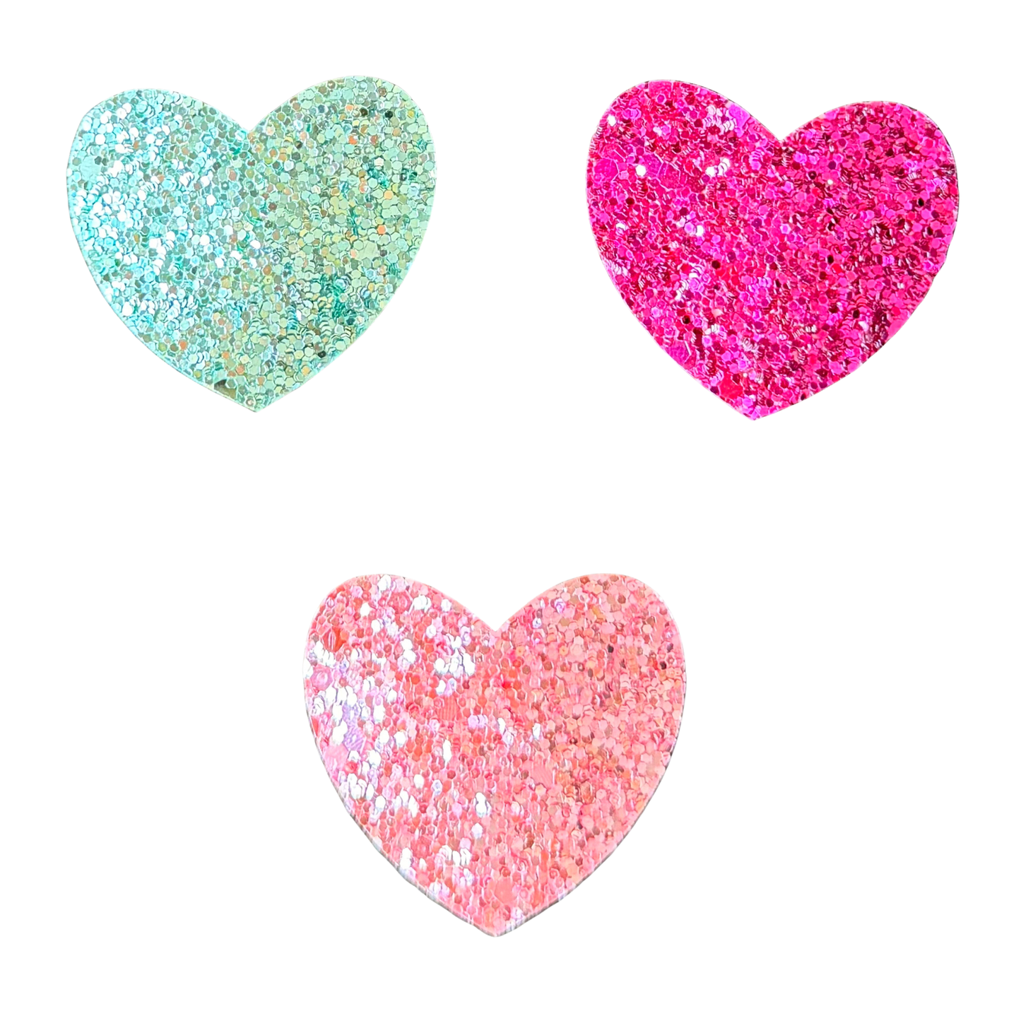 Sparkly Heart Tic Tac Clips flat lay – kids hair accessories by Twisty Locks