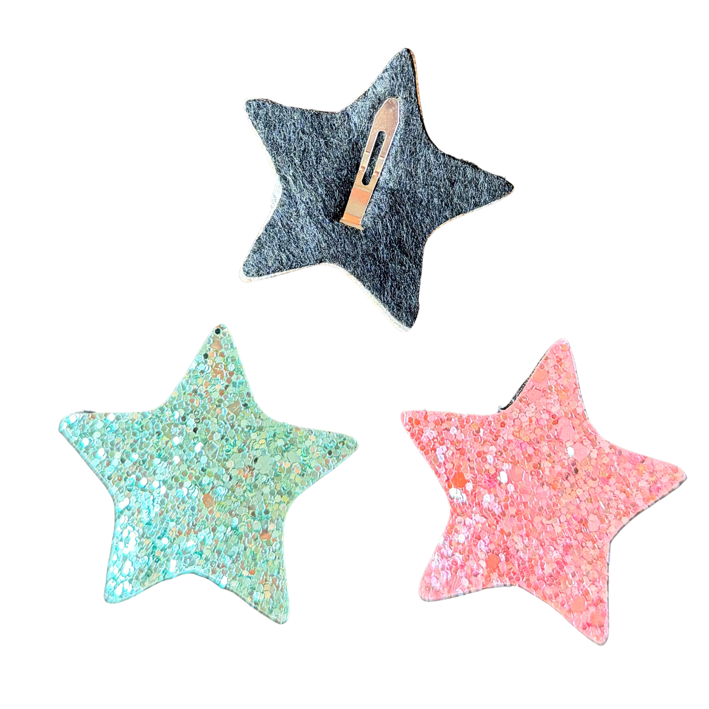 Sparkly Star Tic Tac Clips flat lay – kids hair accessories by Twisty Locks