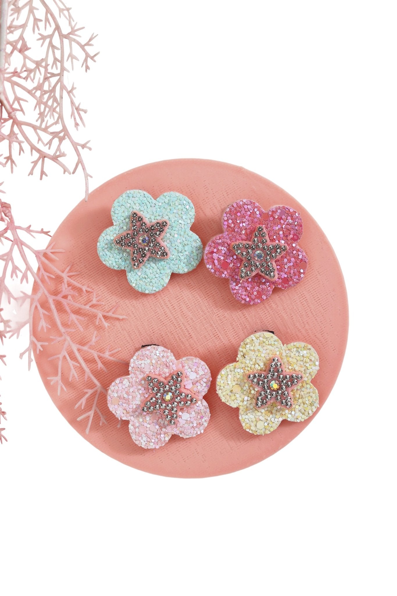 Starry Blossom Clips - Set of 4 - Twisty Locks - Kids and Women Hair Accessories, Fashion Clothing and Jewellery India
