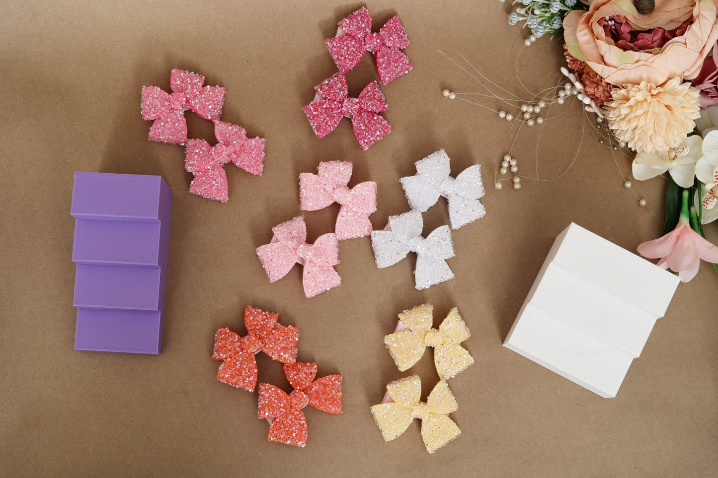 Sugar Crystal Bows - Fuchsia Set of 2 - Twisty Locks - Kids Hair Accessories India