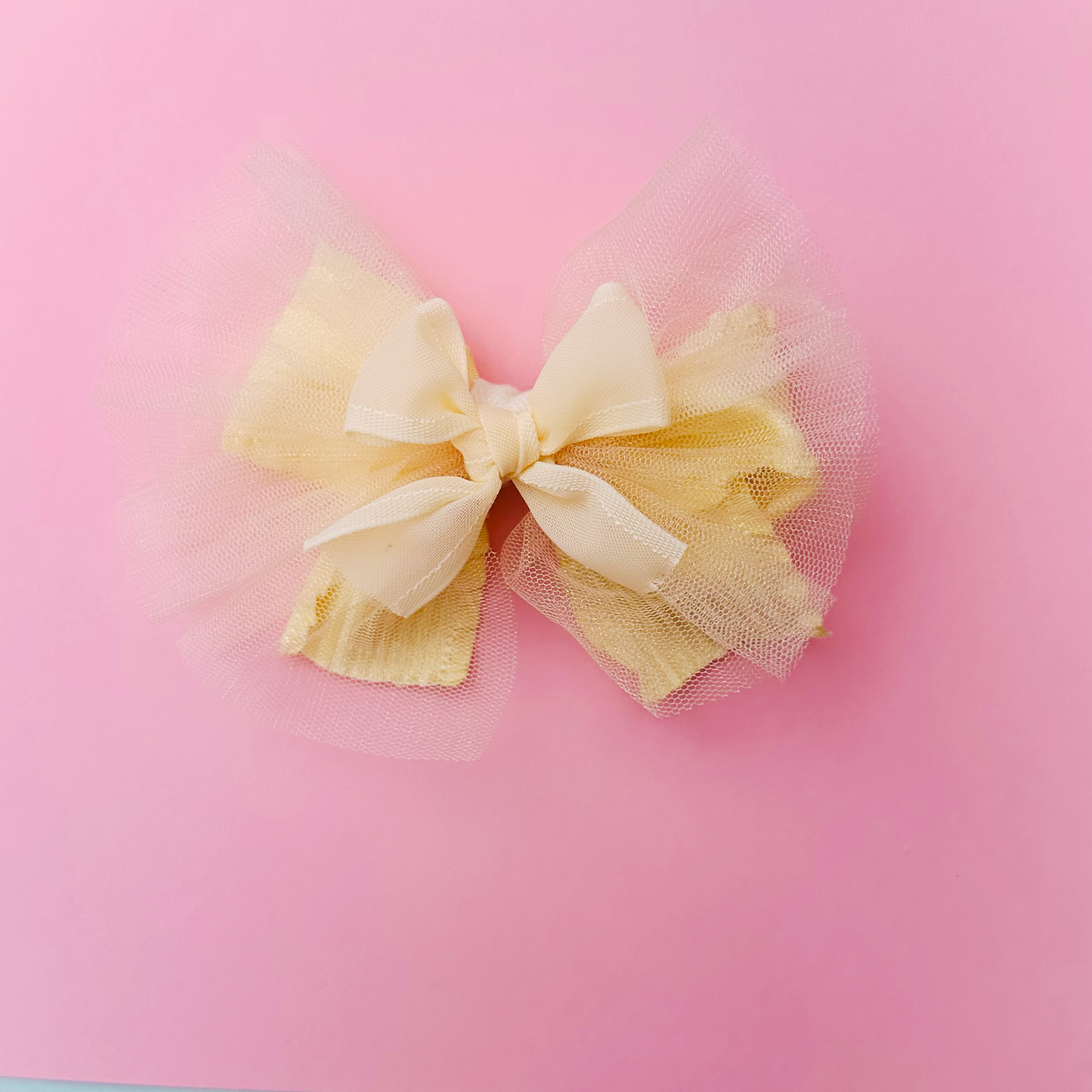 Tulle & Ribbon Yellow Bow - Set of 1 - Twisty Locks - Kids Hair Accessories India