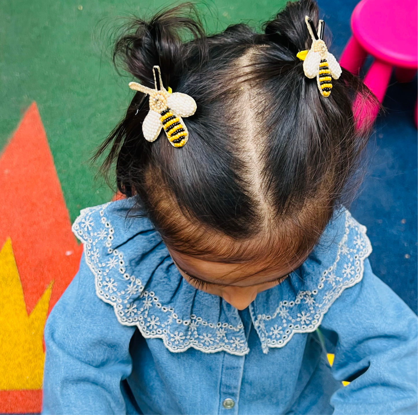 Yellow Bee Embroidered Hair Clips Set - Twisty Locks - Kids and Women Hair Accessories, Fashion Clothing and Jewellery India