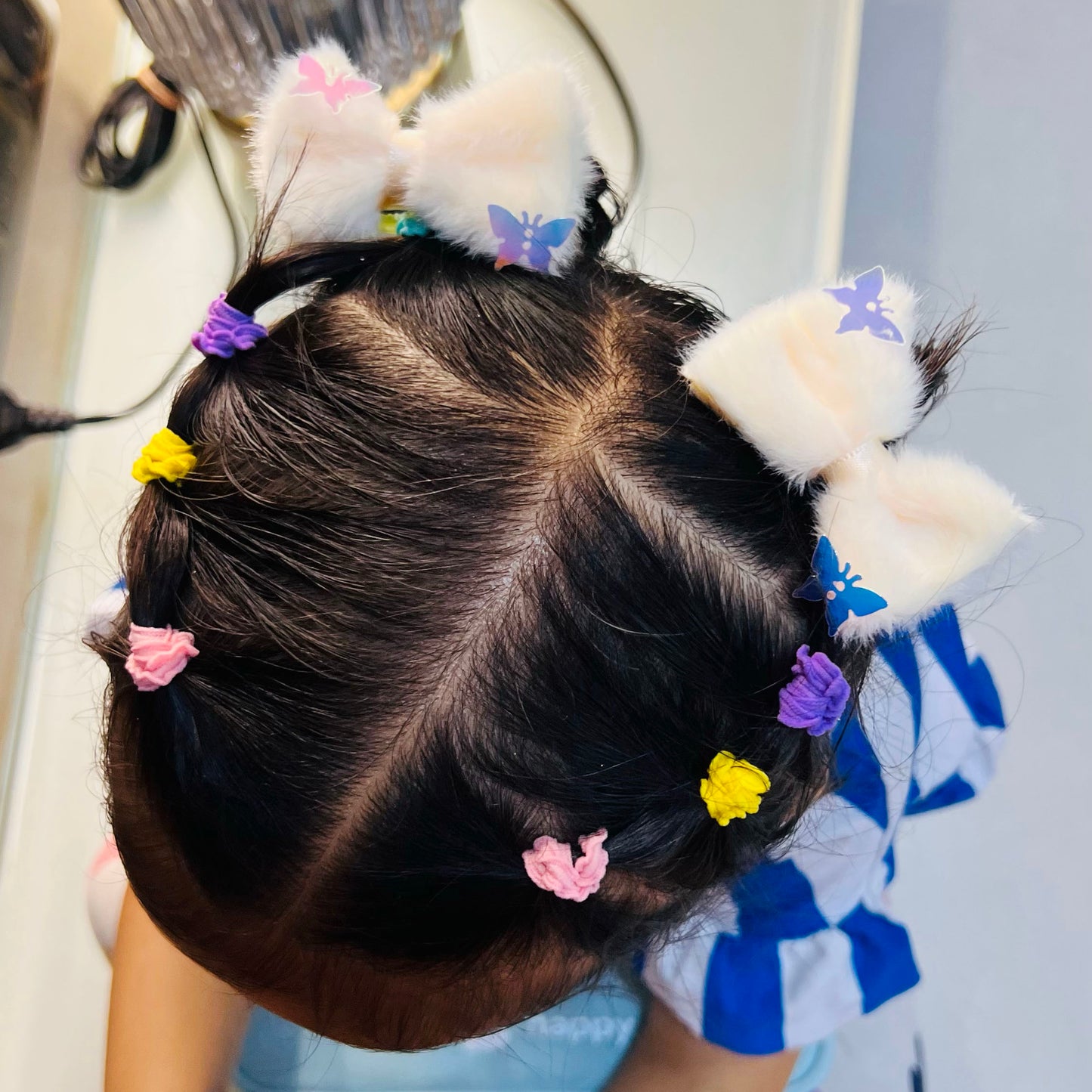 Yellow Furry Bow Clips - Set of 2 - Twisty Locks - Kids and Women Hair Accessories, Fashion Clothing and Jewellery India