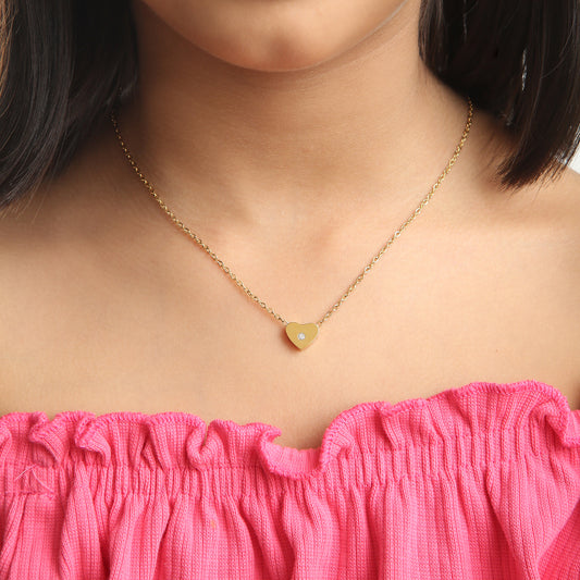 Sparkle Heart kids necklace on model – gold jewellery for little ones by Twisty Locks