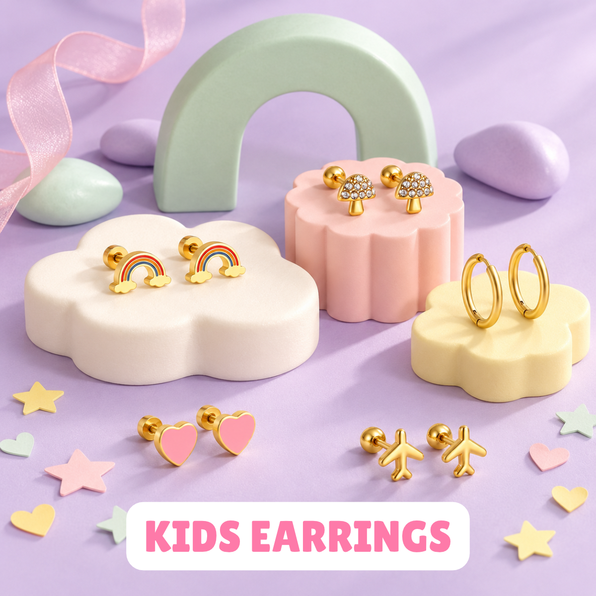 18K Plated Kids Earrings