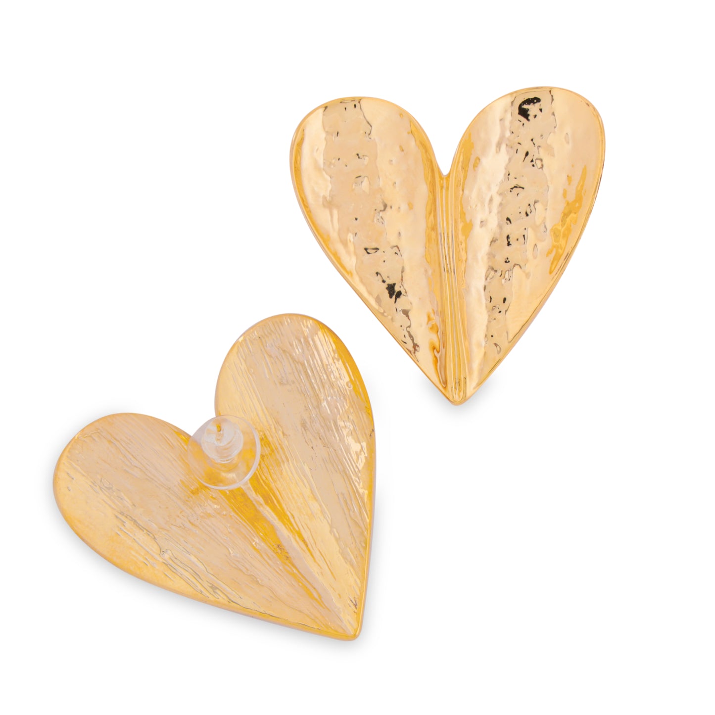 Hammered Heart Oversized 18K Gold-Plated Earrings