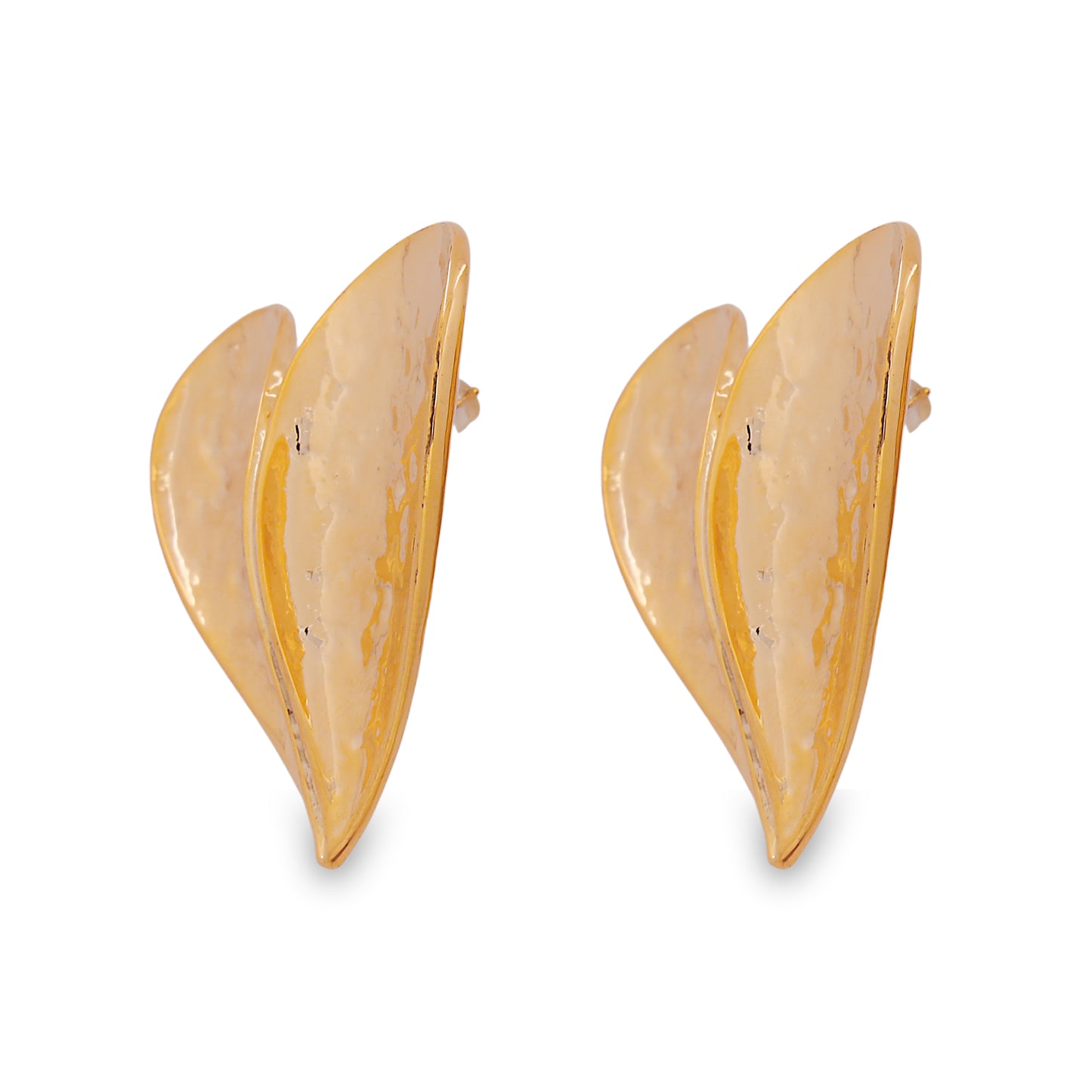 Hammered Heart Oversized 18K Gold-Plated Earrings