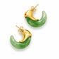 Jade Crescent Hoop 18K Gold-Plated Earrings