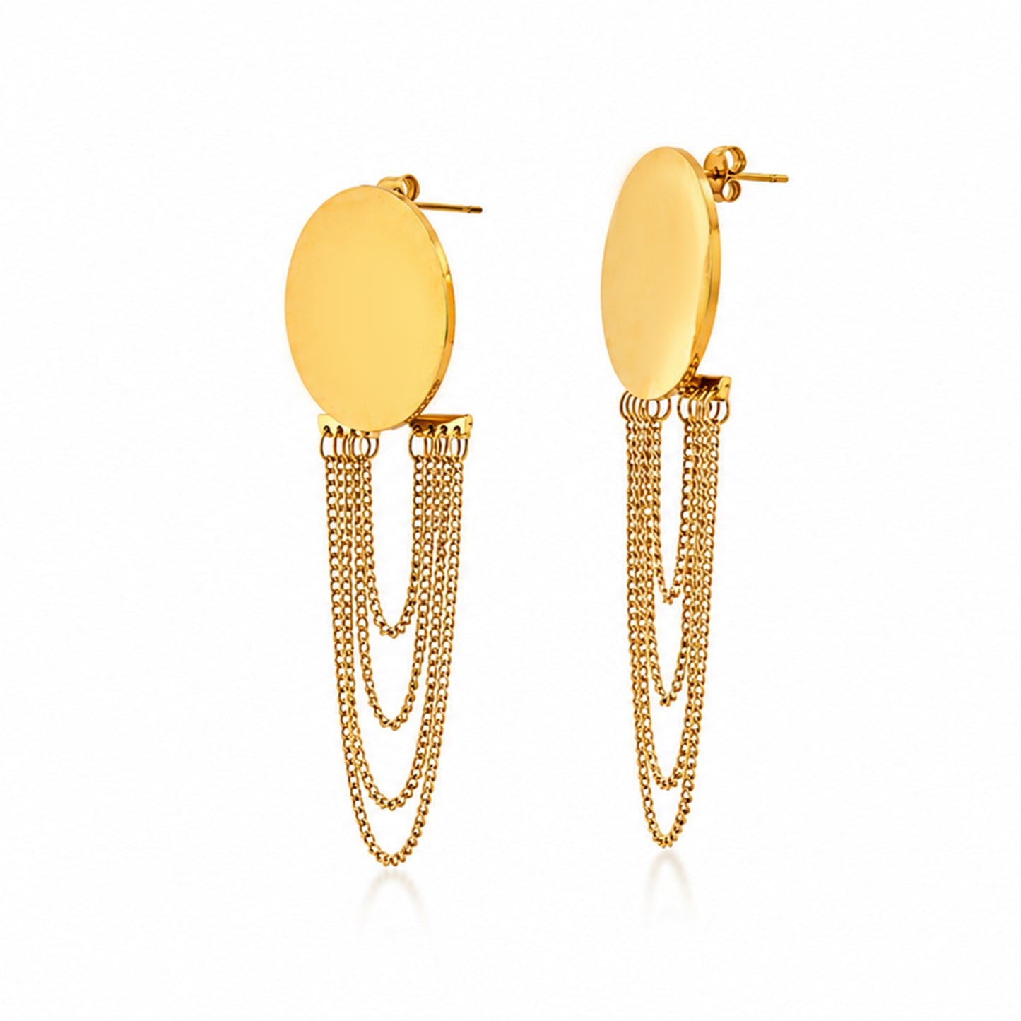 Disc & Chain Tassel 18K Gold-Plated Earrings