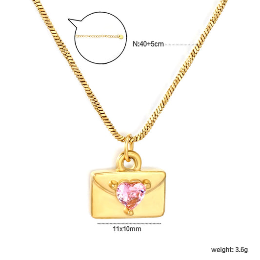 Heart Envelope necklace close-up – anti-tarnish gold necklace by Twisty Locks