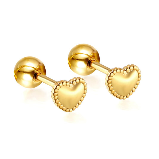 Cute Hearts 18K Gold Plated Children's Earrings - Twisty Locks  - Kids and Women Hair Accessories, Fashion Clothing and Jewellery India