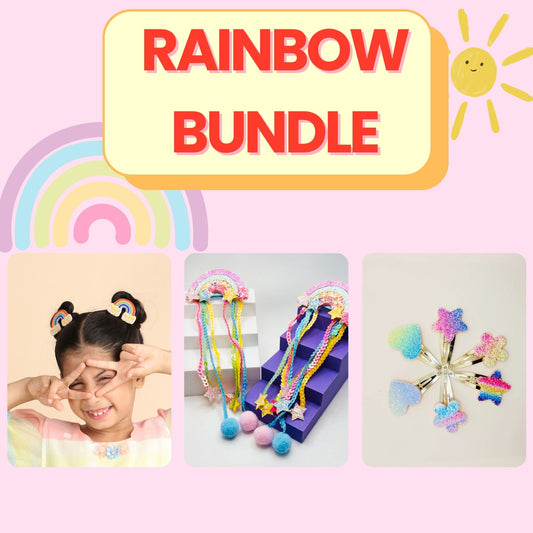10 PIECE Rainbow Gift Bundle - Twisty Locks  - Kids and Women Hair Accessories, Fashion Clothing and Jewellery India