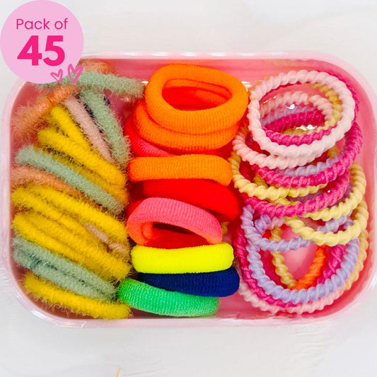 45pcs Mixed Hair Ties Box