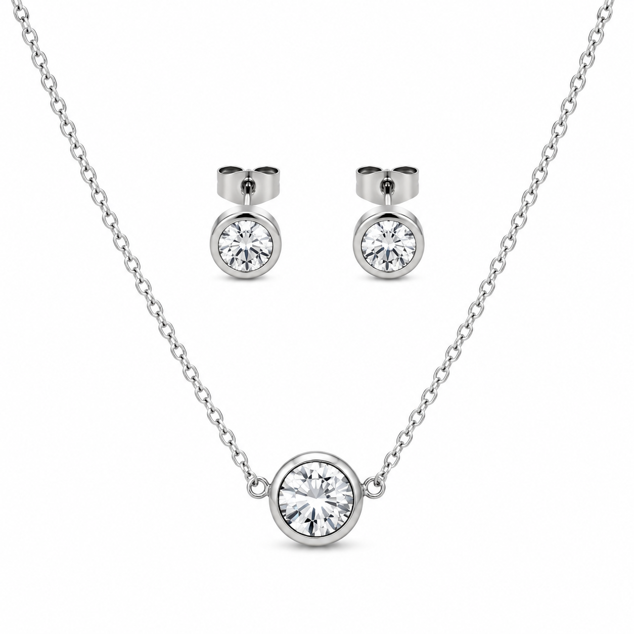 Floating Solitaire CZ Jewellery Set (3 Pcs)