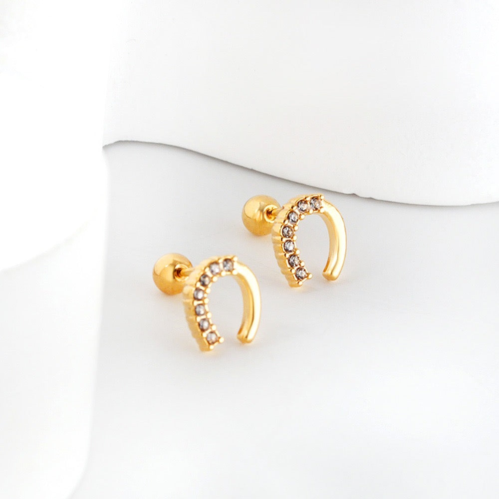 Sparkle Horseshoe 18K Gold Plated Children's Earrings