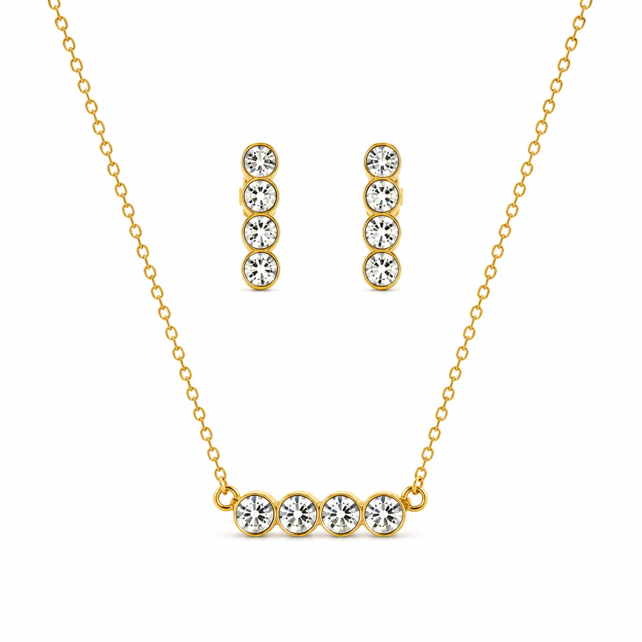 Crystal Bar 18K Gold-Plated Jewellery Set (3 Pcs)