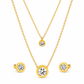 Double Layer Bezel CZ 18K Gold-Plated Jewellery Set (3 Pcs)