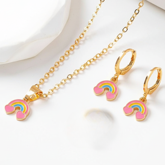 Rainbow Heart 3 Pc Jewellery Set