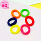 60 Soft Neon Hair Ties (With Pouch)