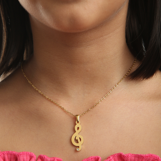 Sparkle Music Note 18K Gold Plated Children's Necklace