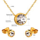 Solitaire Bezel CZ 18K Gold-Plated Jewellery Set (3 Pcs)