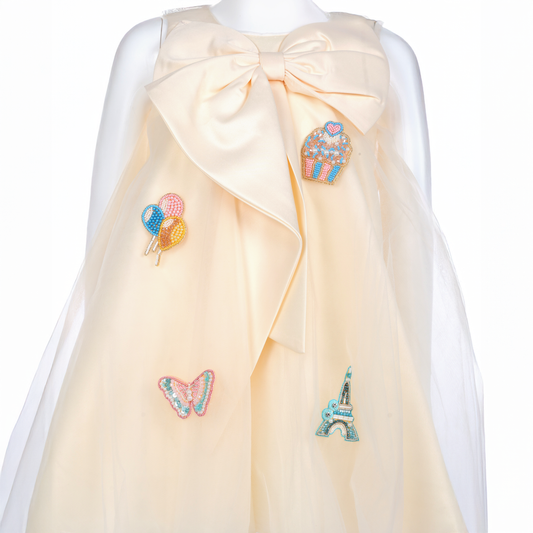 Paris Dreams – Cream Bow Dress - Twisty Locks  - Kids and Women Hair Accessories, Fashion Clothing and Jewellery India