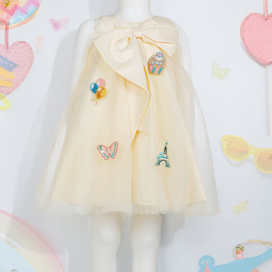 Paris Dreams – Cream Bow Dress - Twisty Locks  - Kids and Women Hair Accessories, Fashion Clothing and Jewellery India