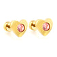 Pink Crystal Heart gold earrings – main product shot on white by Twisty Locks